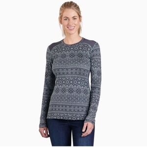 Kuhl Kaskade Krew Wool Baselayer Longsleeve Crewneck Top Fair Isle | Women’s XS